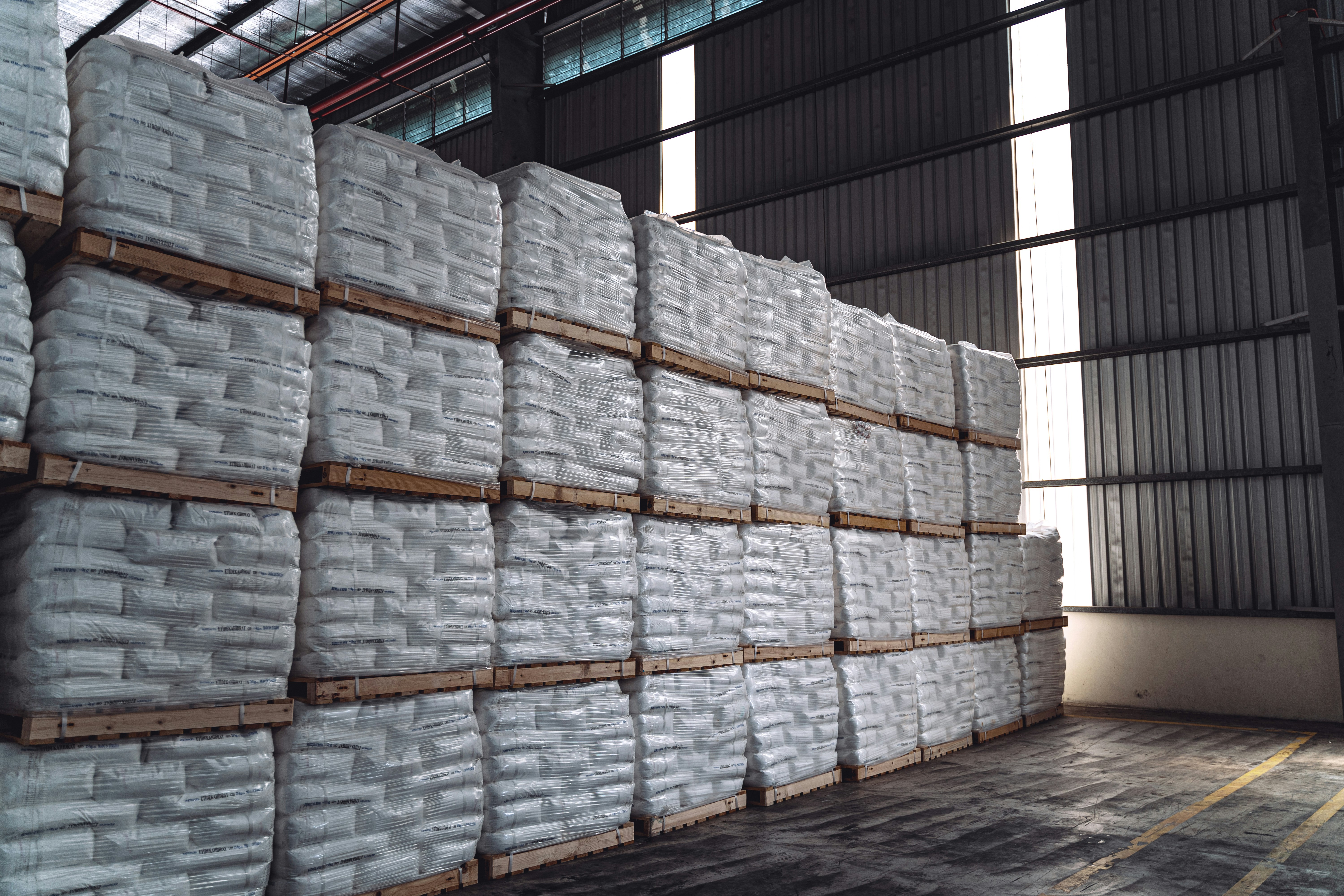 Fabric rolls in warehouse